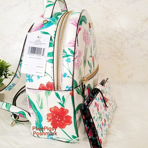 Kate Spade Hummingbird Floral Wallet Backpack Set - Picture 5 of 8